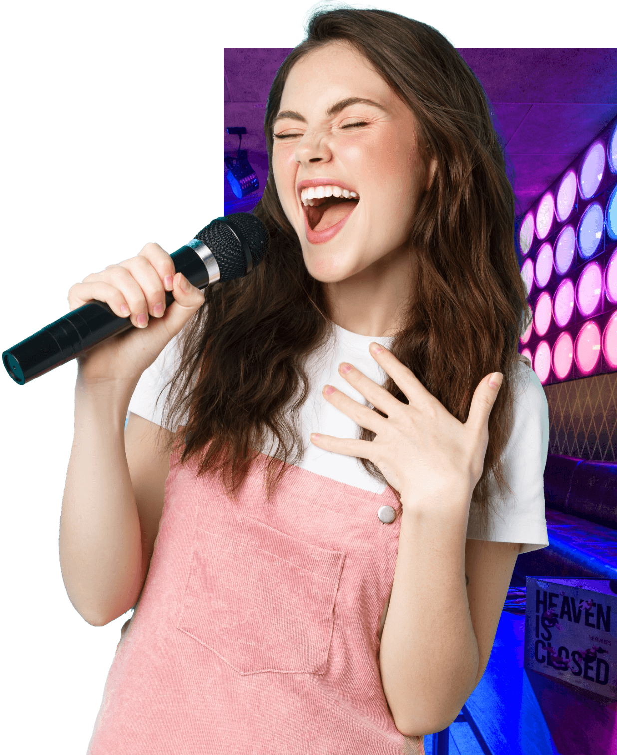 Girl Singing at PlugIN Karaoke
