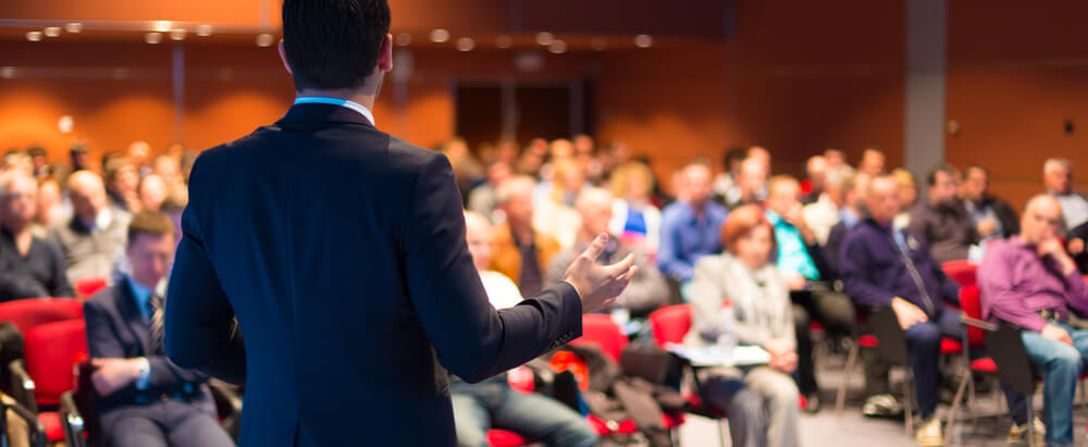 Speaker At Business Conference And Presentation. Audience At The Conference Hall.