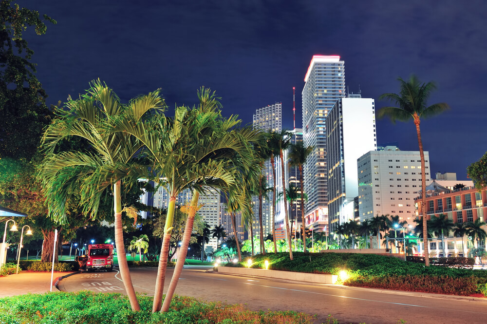 Miami downtown street view.