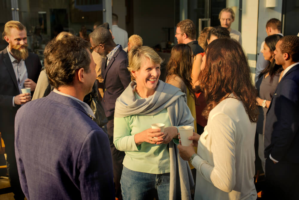 Diverse group of people at a corporate event.